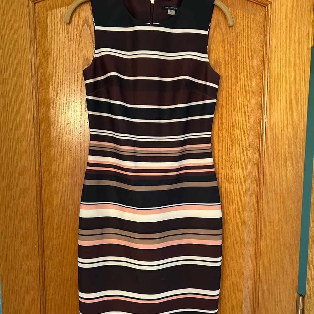 Tommy Hilfiger Striped Midi Dress - Black, Brown, Cream